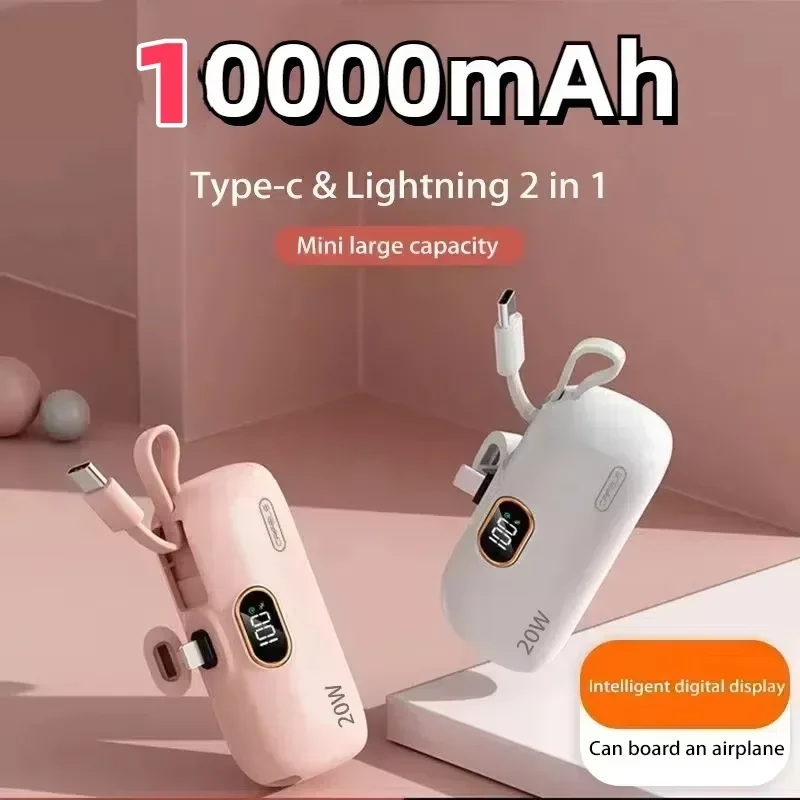 New Mini Power Bank 10000mAh Fast Charging PowerBank Portable Charger for IPhone 16 15 14 Samsung  Xiaomi External Spare Battery 2