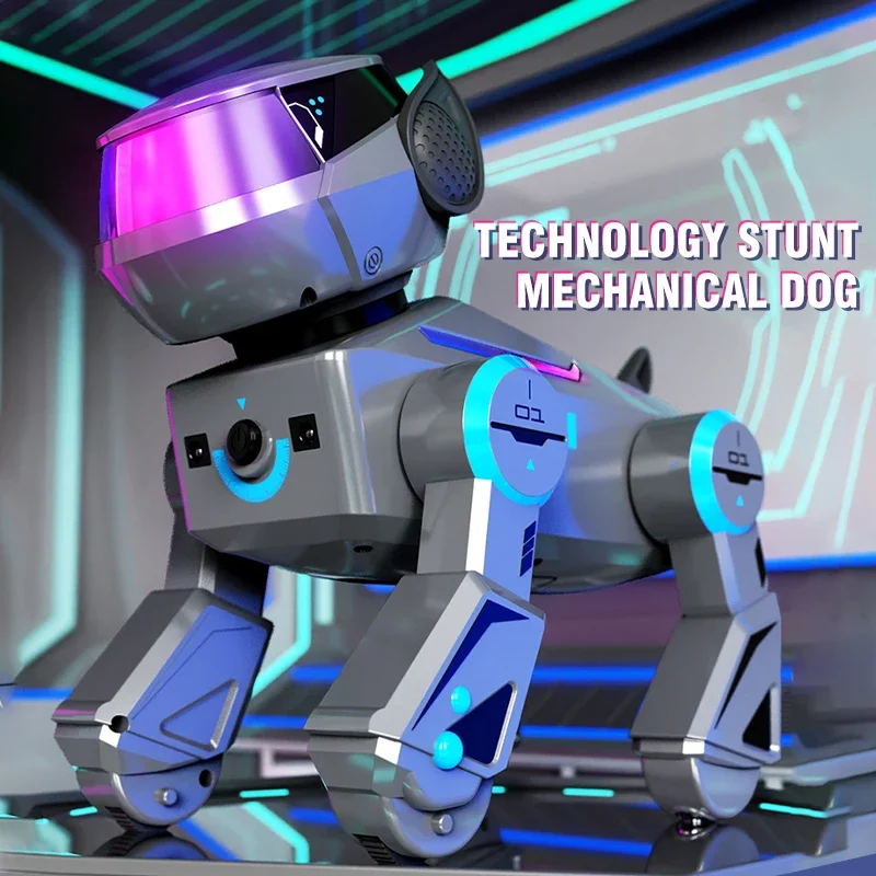 Funny RC Robot Electronic Dog Stunt Dog Voice Command Programmable Touch-sense Music Song Robot Dog for Children's Toys