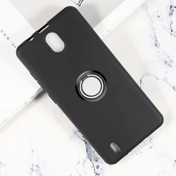 Nokia C01 Plus 5.45 Back Ring Holder Bracket Silicone Phone Case for Nokia C01 Plus (Ring Case Black)