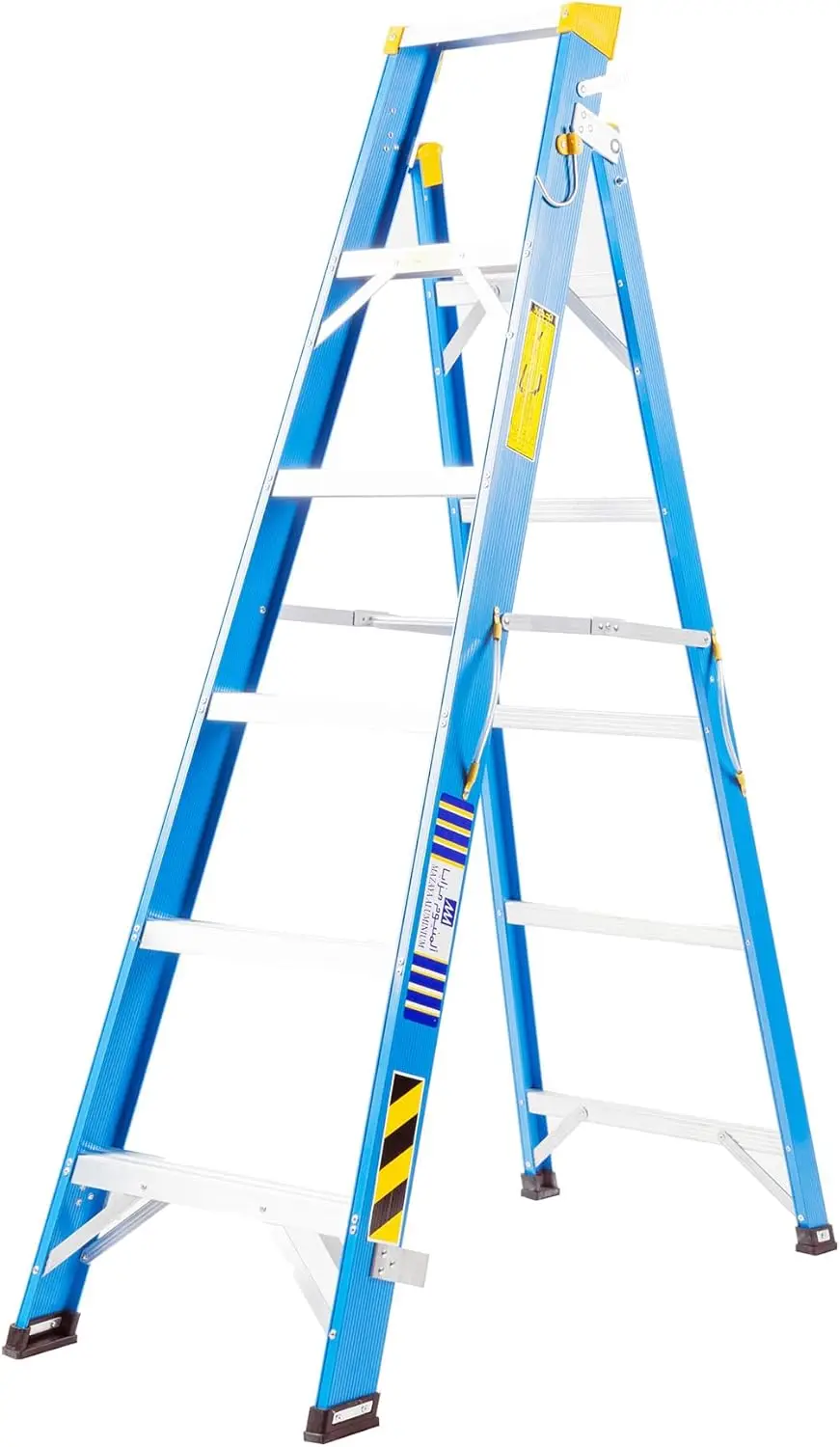 سلم ألومنيوم قابل للطي 6 خطوات، سلم مشروع قابل للطي شديد التحمل ومحمول مع أقدام غير قابلة للانزلاق - ش