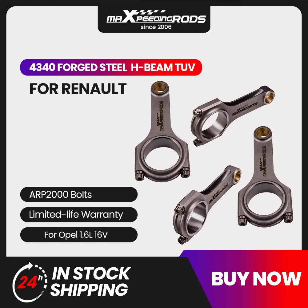 Connecting Rods For Renault Clio Williams RS F7R F4R Conrods H-Beam 144mm  Balanced Floating Pin Piston Racing TUV Bellie - AliExpress