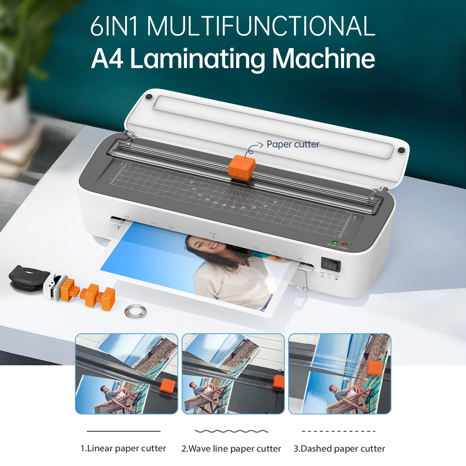 【New】BISOFICE A4 Laminating Machine 9 inches Thermal Laminator Machine Desktop 6IN1 Multifunctional Hot and Cold Lamination