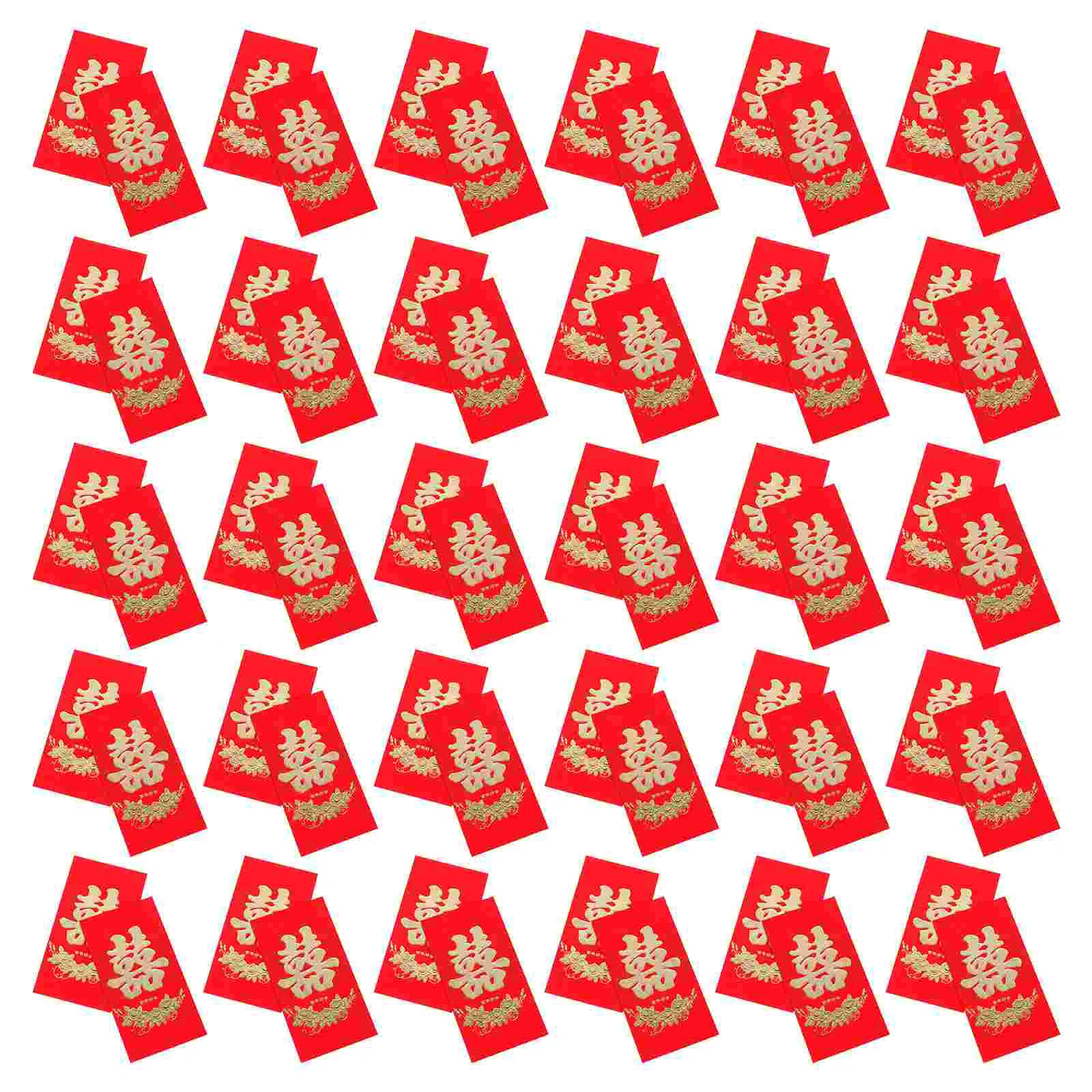

60 Pcs Long Double Happiness Red Envelope The Gift New Year Envelopes Wedding Chinese Style Money Pocket Paper Favors