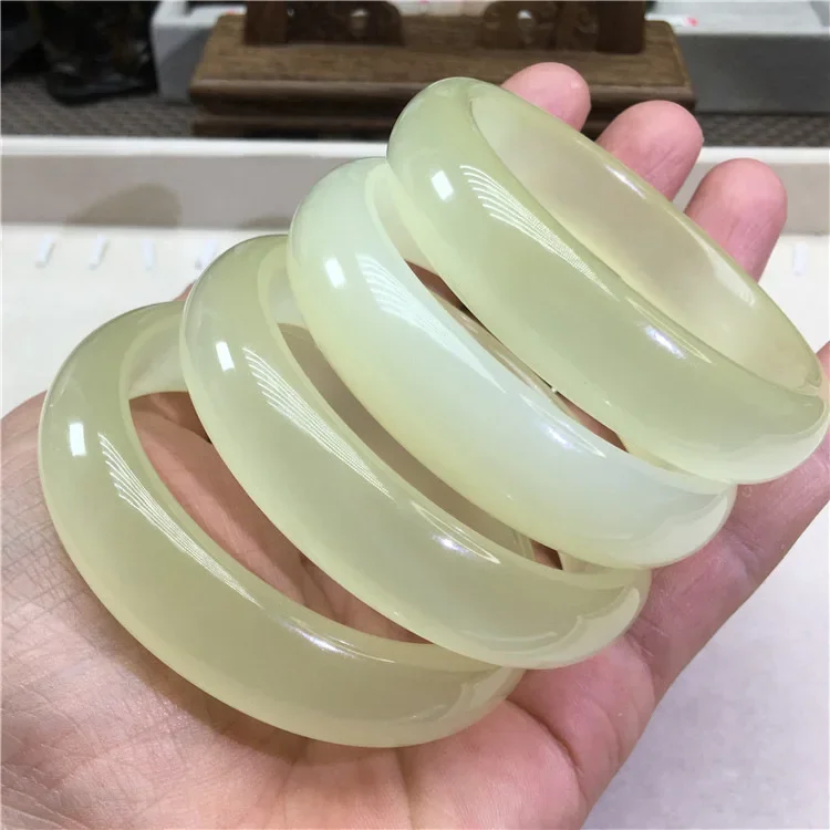 

Natural Blue White Jade Bracelet A Goods Transparent Advanced Afghan Material Bangle Fresh Primary Color Classic Jewelry