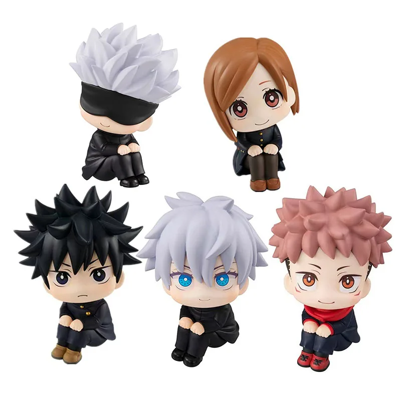 

5pcs/1set Japan Anime Jujutsu Kaisen Figure Kawaii Fushiguro Megumi Seated Cute Model 6CM PVC Toys Hot Collection Static Doll