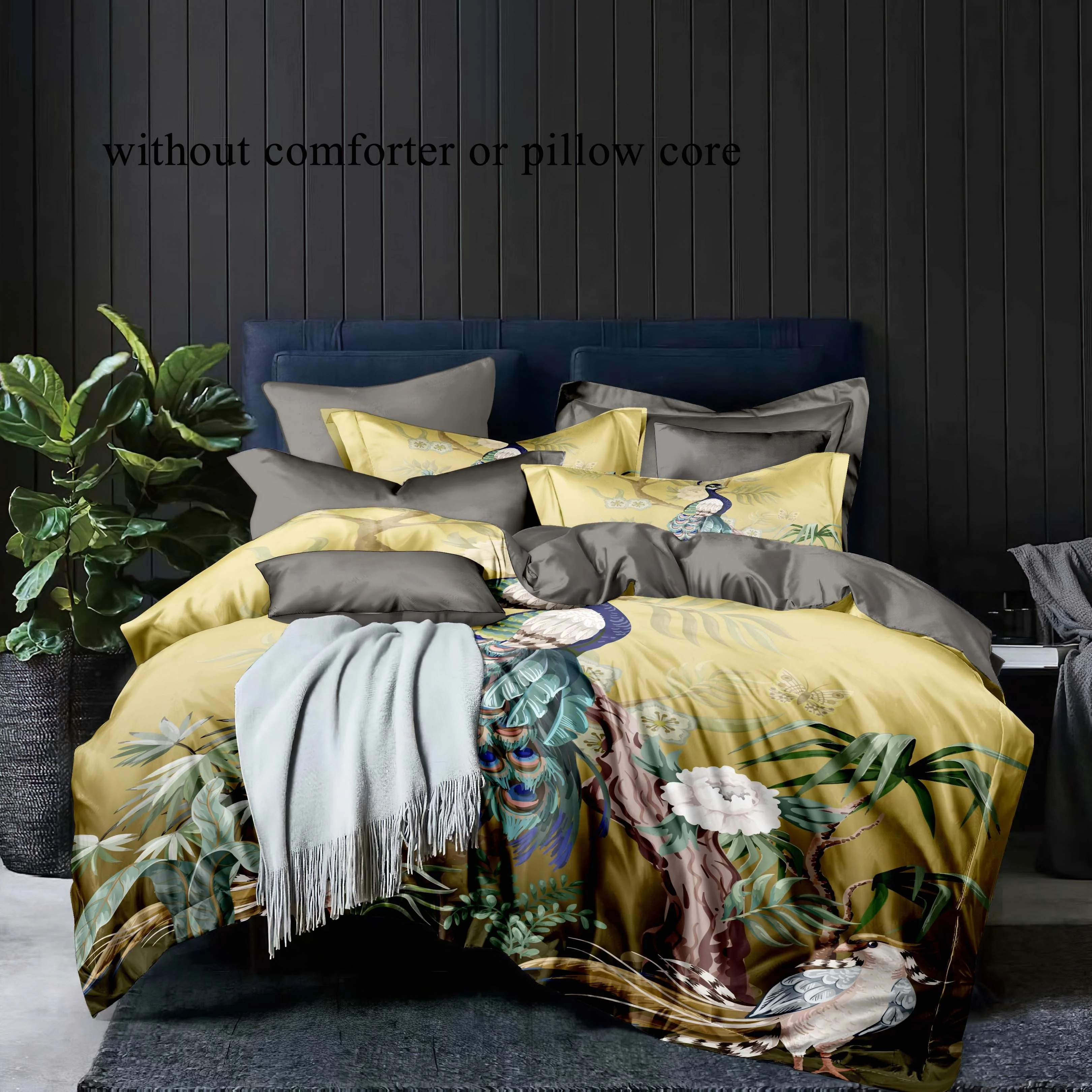 2pcs/3pcs Duvet Cover Set (1 Duvet Cover + 1pc/2pcs Pillowcase, Without Core), 3D Elegant and Gorgeous Retro Peacock Flowers