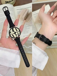 Premium Leather Loop Band for Samsung Galaxy Watch - Sport Bracelet Strap (Black A)