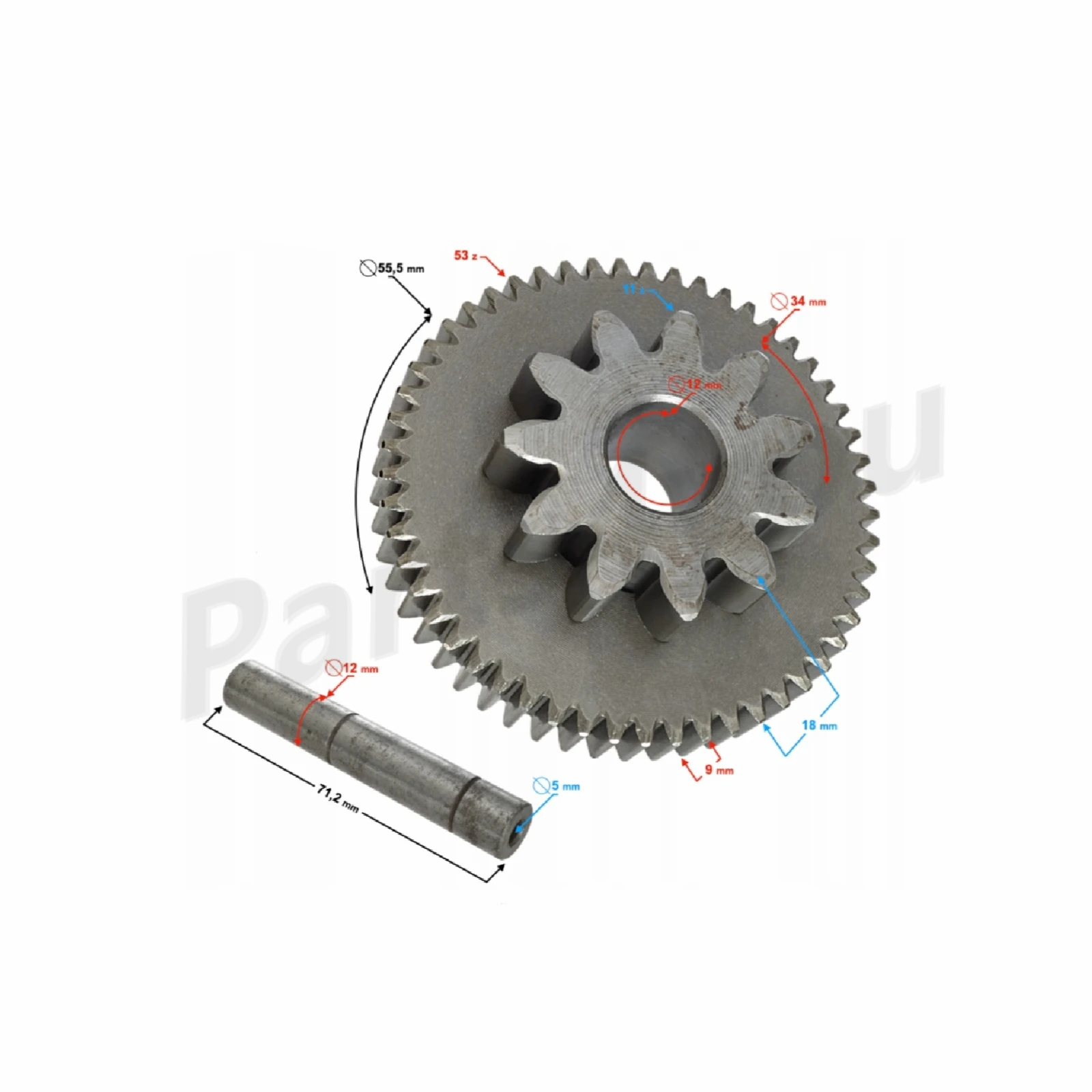 Duplicate Gear Idler with Shaft for Stels ATV 300B 4x4 Buyang 300 2.1.01.0260 LU020045 2.1.01.0270 LU020046 d300 gear sensor with connecting line for buyang 300cc atv 300b 5 3 01 0441