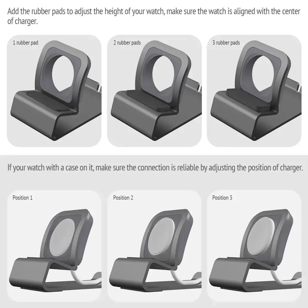 Aluminum Charger Stand for Apple Watch Dock Station Charging Holder for iWatch 10/9/SE/8/7/6/5/4/3/2/1 Ultra 1 2 Silicon Bracket