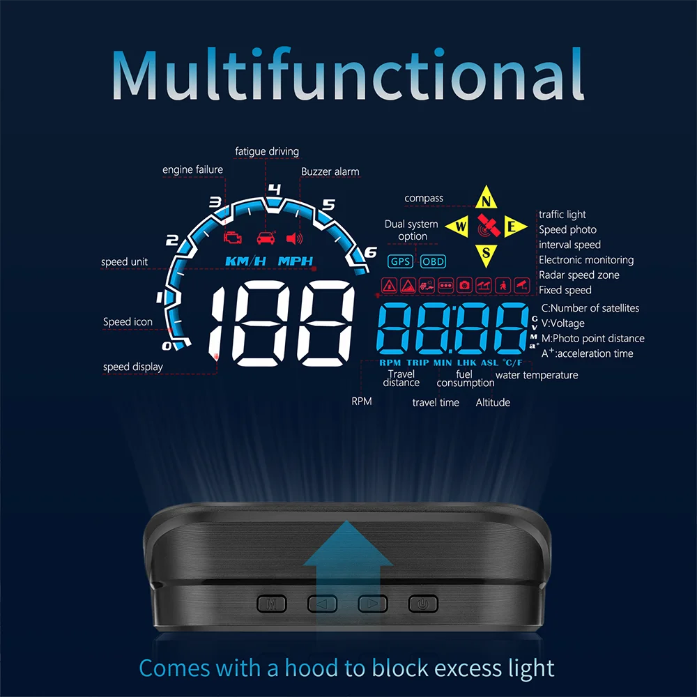 M20 HUD ڵ OBD2 + GPS   ÷ GPS  ӵ º ǻ  ˶ ׼ 100km 