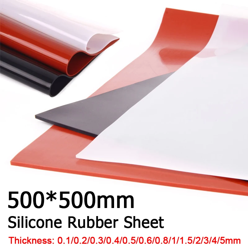 

3-Color 500*500mm Silicone Rubber Sheet Film Thickness 0.1/0.2/0.3/0.4/0.5/0.6/0.8/1/1.5/2/3/4/5mm Heat-resistant Plate