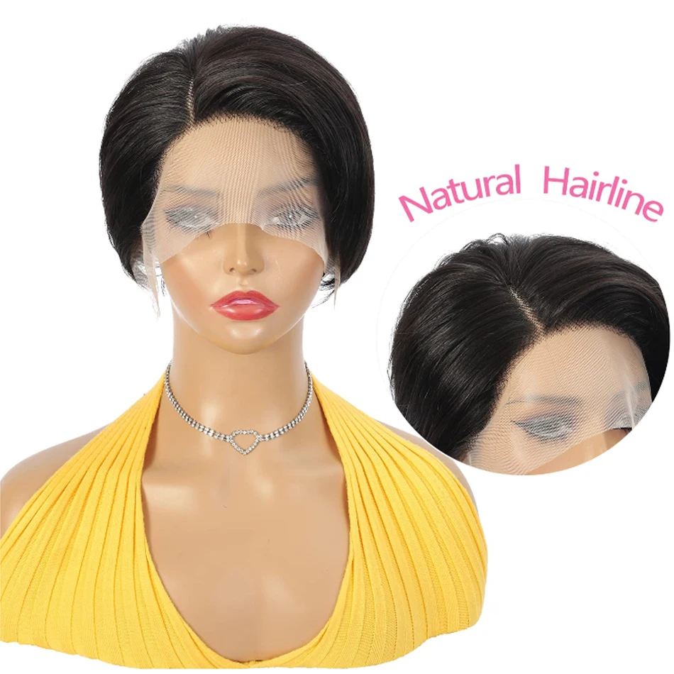 Pixie Cut Wig Transparent Human Hair Wigs For Women Straight Short Bob Wig 13X2 Lace Brazilian Perruque Cheveux Humain human hair wigs