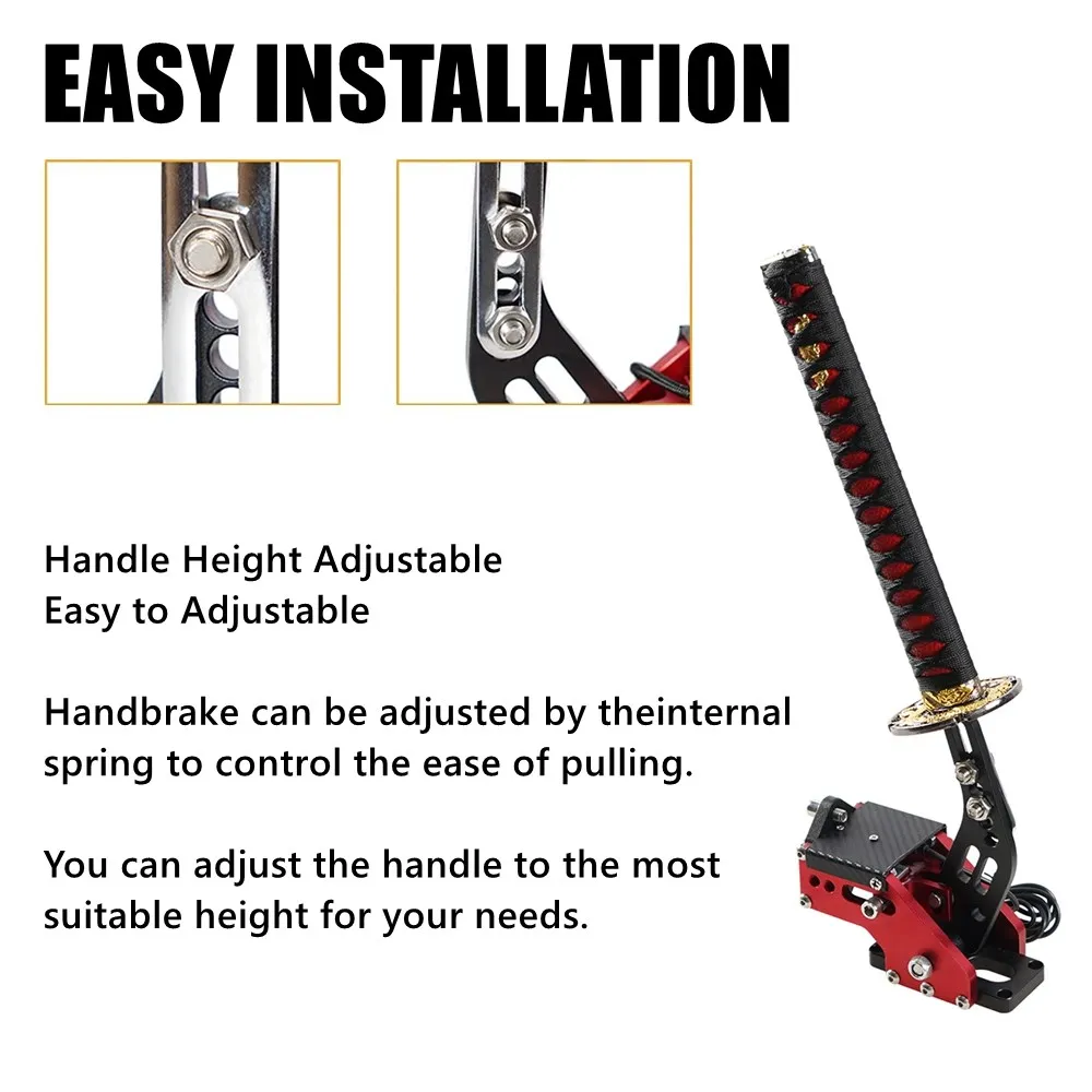 15CM/26CM Katana Handbrake Samurai Sword Handbrake For USB G25/27/29 T300 T500 PC SIM Racing Games Black&Red without Clamp