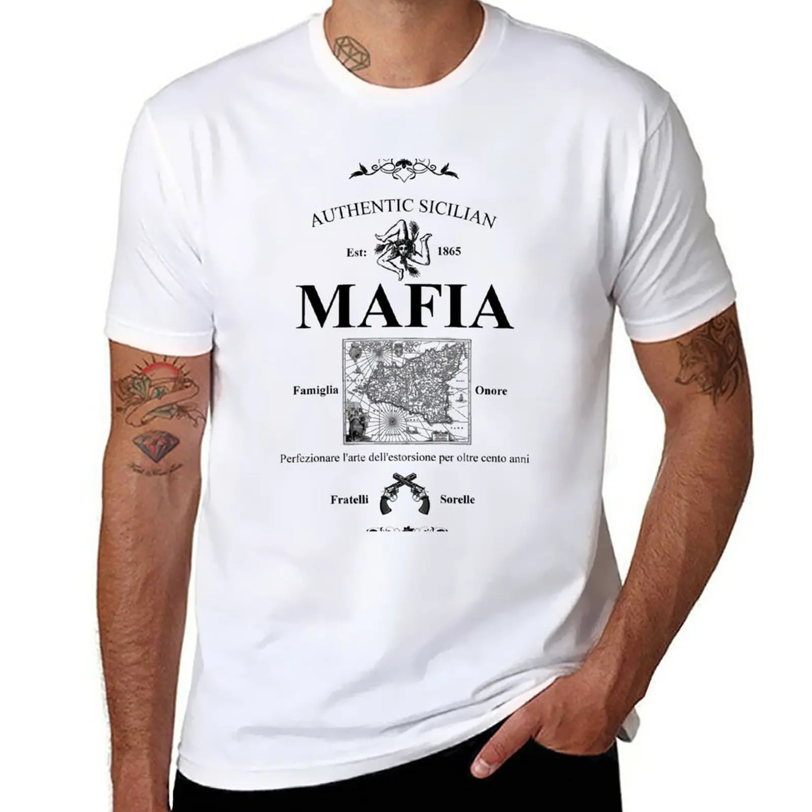 

New Mafia Gang Authentic Logo Sicily Italy Slogan Tee Shirt T-Shirt hippie clothes cute tops big and tall t shirts for men