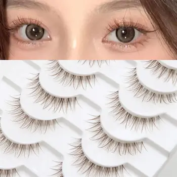 내추럴 룩 라이트 브라운 속눈썹, 일본 코스프레 애니메이션 속눈썹, 익스텐션 인조 밍크, 드라마틱하고 푹신한 만화 속눈썹, 10 쌍