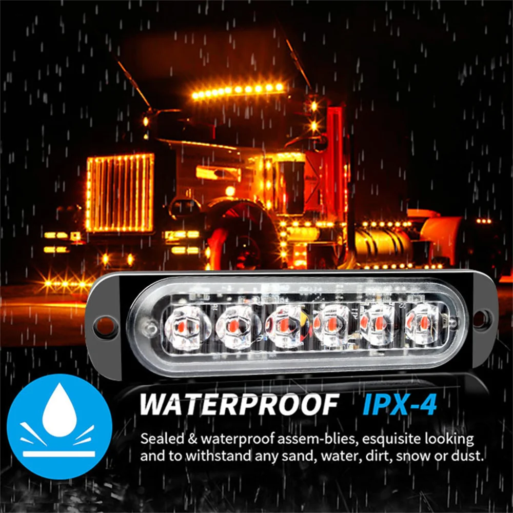 

Car Strobe Warning Light 6LED Grill Flashing Breakdown Emergency for 12V Truck Trailer Police Beacon Lamp Signal Taillight