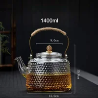 Pots pour théière en verre résistant aux hautes températures, bouilloire en verre antidéflagrant, plats de service à thé, fournitures de thé Puer 6