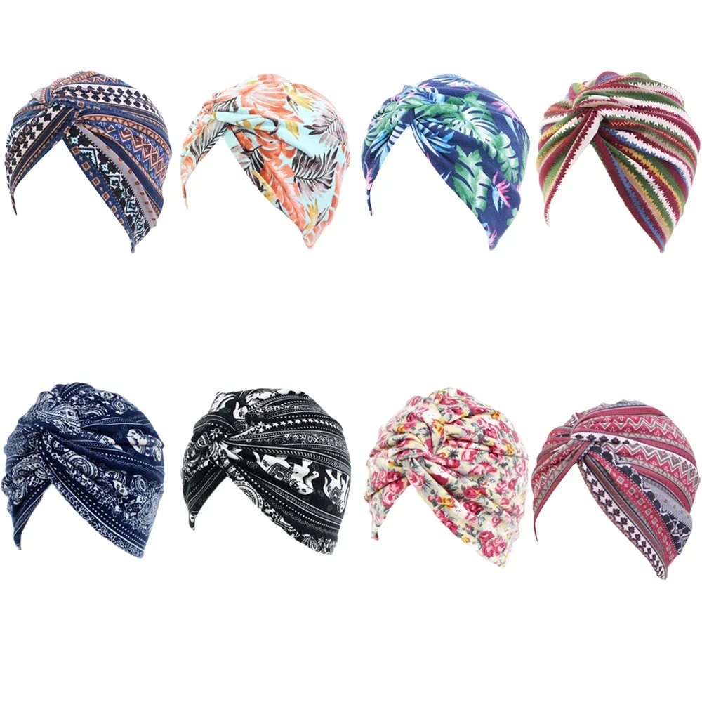 Muslim Women Twist Knot Chemo Cap Cancer Hat Turban Hat Bonnet Head Scarf Wrap Indian Hat Beanies Skullies 2024 Arab Islamic Cap 3