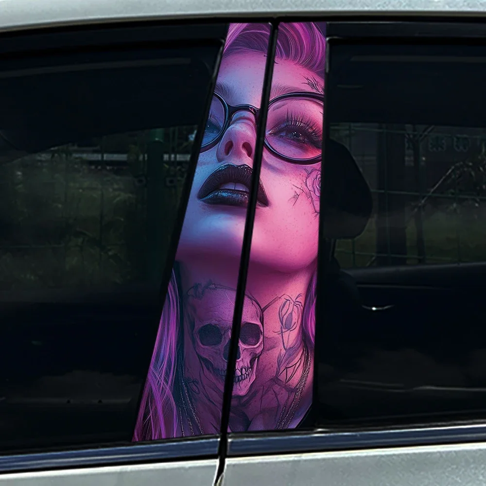 Anime JINX Girl Car Pillar Decorative Protective Sticker Film