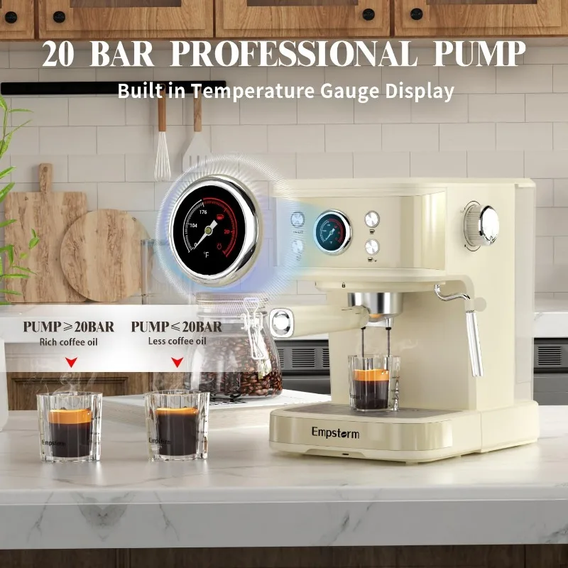 Empstorm Espresso Machine 20 Bar, 2 IN 1 Cappuccino Machine and Milk Frother Steam Wand Compatible for NS Original Capsules 4