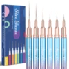 6Pcs Transparent French Stripe Liner Kolinsky Brush 3D Tips Manicure Ultra-thin Line Drawing Pen Brushes Painting Nail Art Tools 1