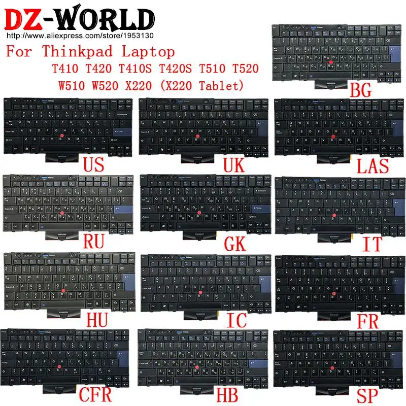 Las sp hb il gk fr ic Cfr it hu bg Teclado Inglês para Lenovo Thinkpad T410 T420 s T510 T520 W510 W520 X220 i Portátil us ru uk