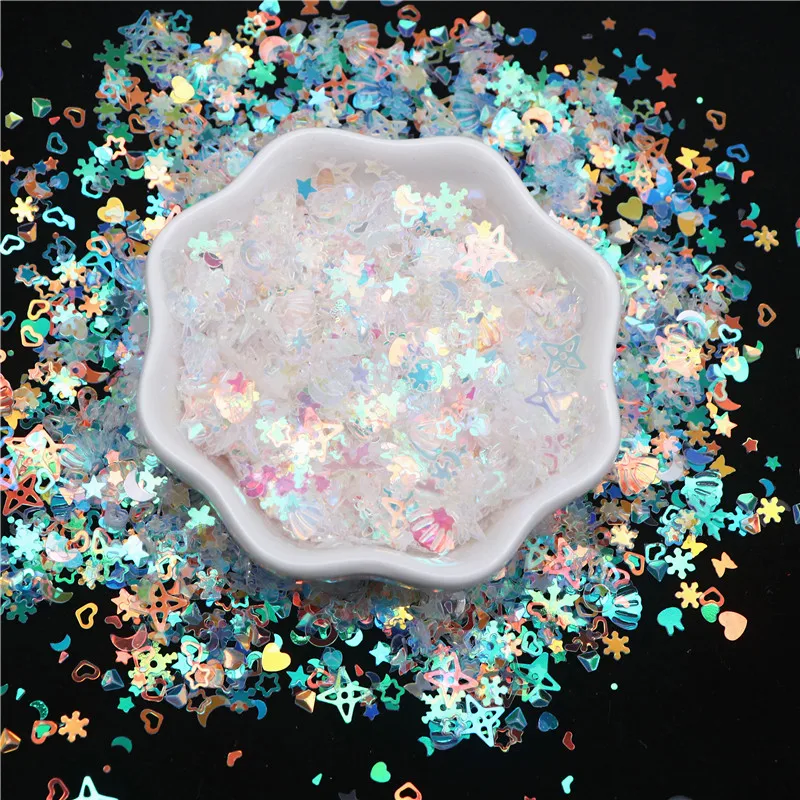10g/50g Glitter Sequin Mix Star Heart Dot Shape Colorful Loose Sequins for Shaker Card Nail Art Scrapbook Decoration Makeup