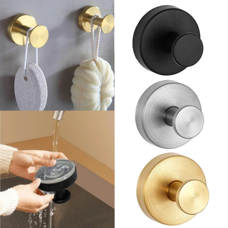 Metal Suction Cup Hook Strong Vacuum Bathroom Suction Cup Hooks Waterproof Towel Holder Stainless Steel Reusable Wall Hanger self adhesive hooks multifunctional hooks towel holder self adhesive wall hooks suction cup hook heavy duty hooks