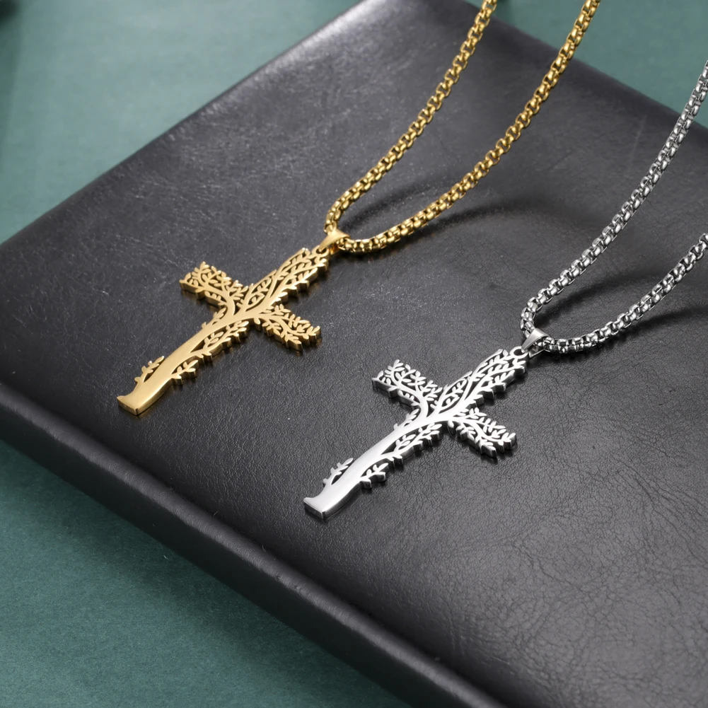 Coppia Di Collane Con Ciondolo Croce In Acciaio Inox – Regalo Di Fidanzamento Per Lui E Lei