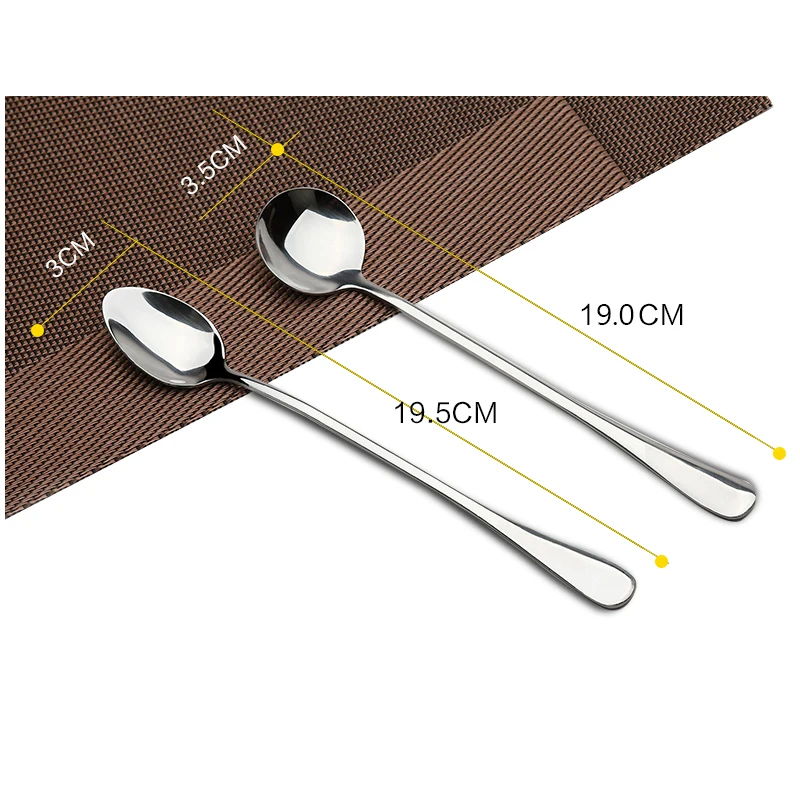 Thickened Lengthened Long Handle Stir Spoon Coffee Spoon Ice Cream Honey Dessert three size optional Stainless Steel stainless steel spoon