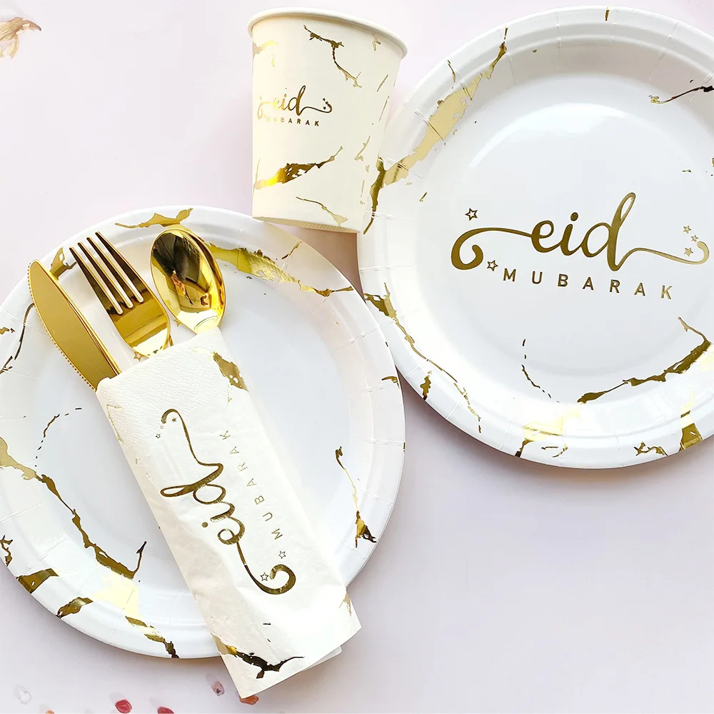 Ramadan Decoration 2023 Disposable Tableware Eid Mubarak Paper Plates