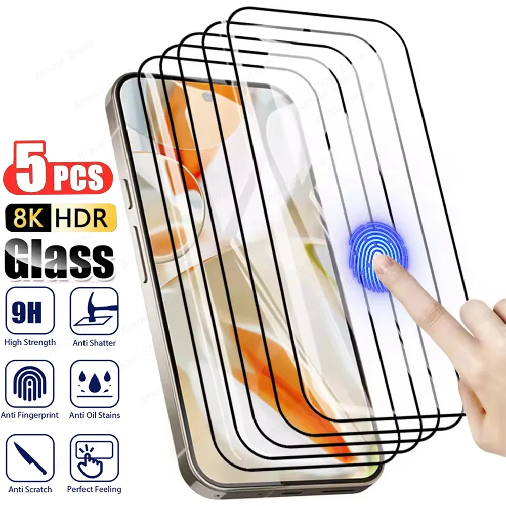 Premium 5-Pack Clear Tempered Glass Screen Protector Film Cover