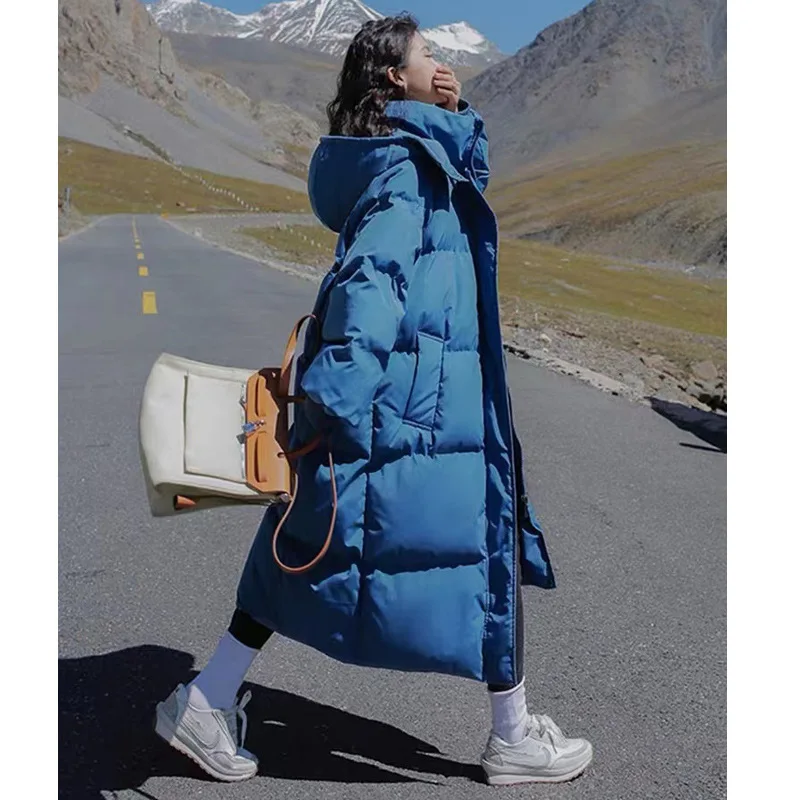 

Утепленная стеганая куртка, Женская Корейская версия, Свободное длинное стеганое пальто выше колена, новинка зимы 2023, пальто Ins, пальто с подкладкой