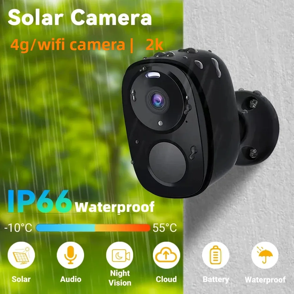 5MP 4G Solar Security Camera 2.4G WiFi Wireless Outdoor Color Night Vision Battery Powered Support PIR Waterproof Two-Way Audio 1