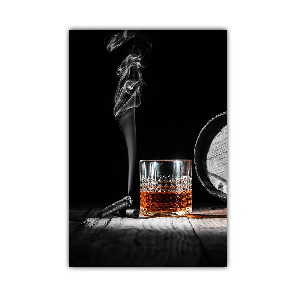Tableau Pop Art Sur Toile Verre Acrylique – Motif Whisky Et Montagnes Pour Bar Ou Restaurant