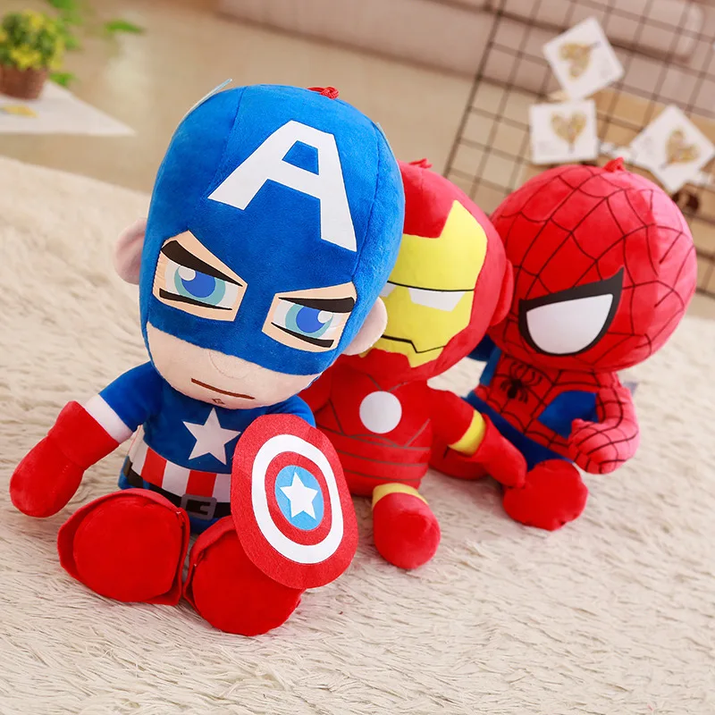 Big Size Cartoon Super Hero Plushies Captain America Spider Man Iron Man Doll Soft Stuffed Anime Plushies Birthday Gifts Kids
