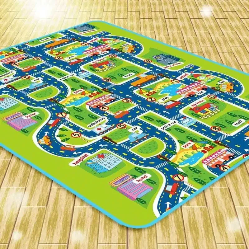 

Baby Crawling Mat Non-Slip Surface Baby Carpet Rug Play Mat 0.3cm Thick Urban Track Learning Mat for Children Game Pad