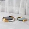 European modern simple marble metal frame round tray aromatherapy tray Creative home desktop washbasin bathroom storage tray 3
