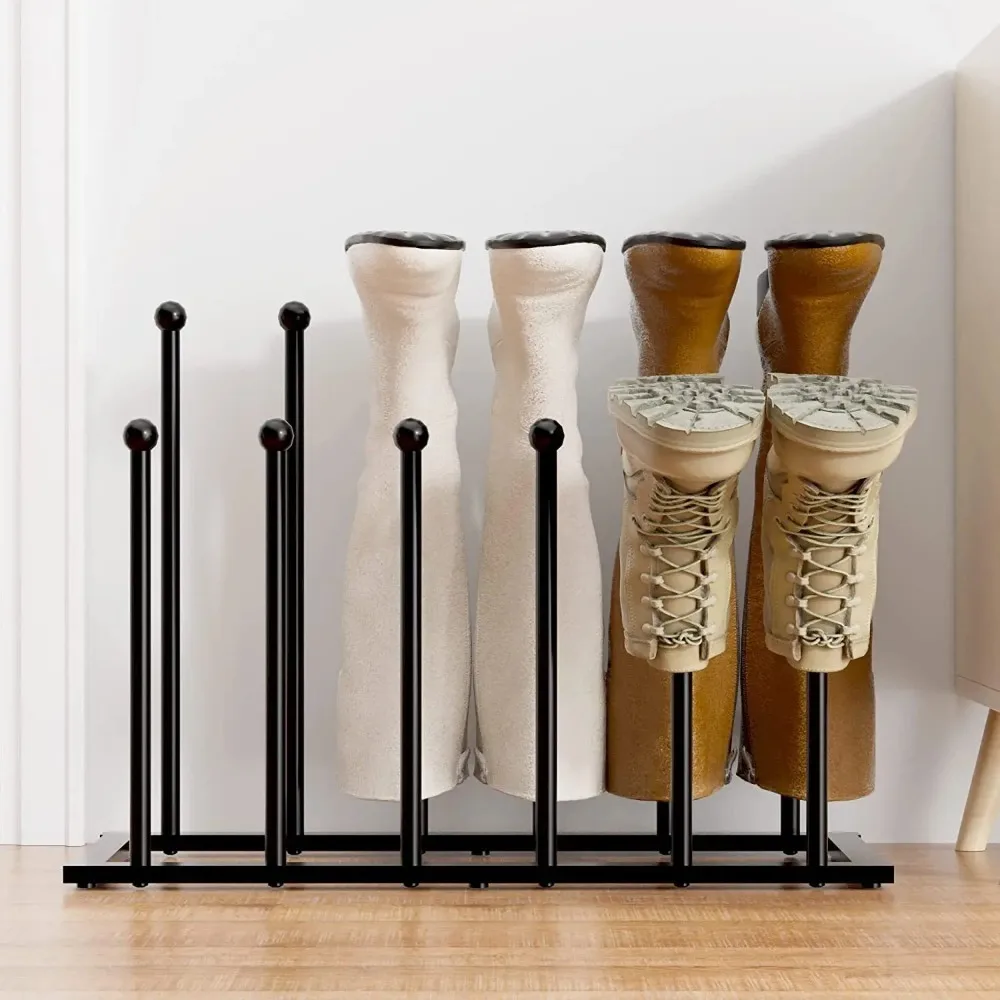 Tall Boots Storage Rack Black Standing Modern Style Shoe Shelf Housewear Supply Rain Shoes Support Frame Storage Organizer Rack