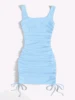 Summer ribbed vest dress drawstring pleated tight elastic hip skirt 6