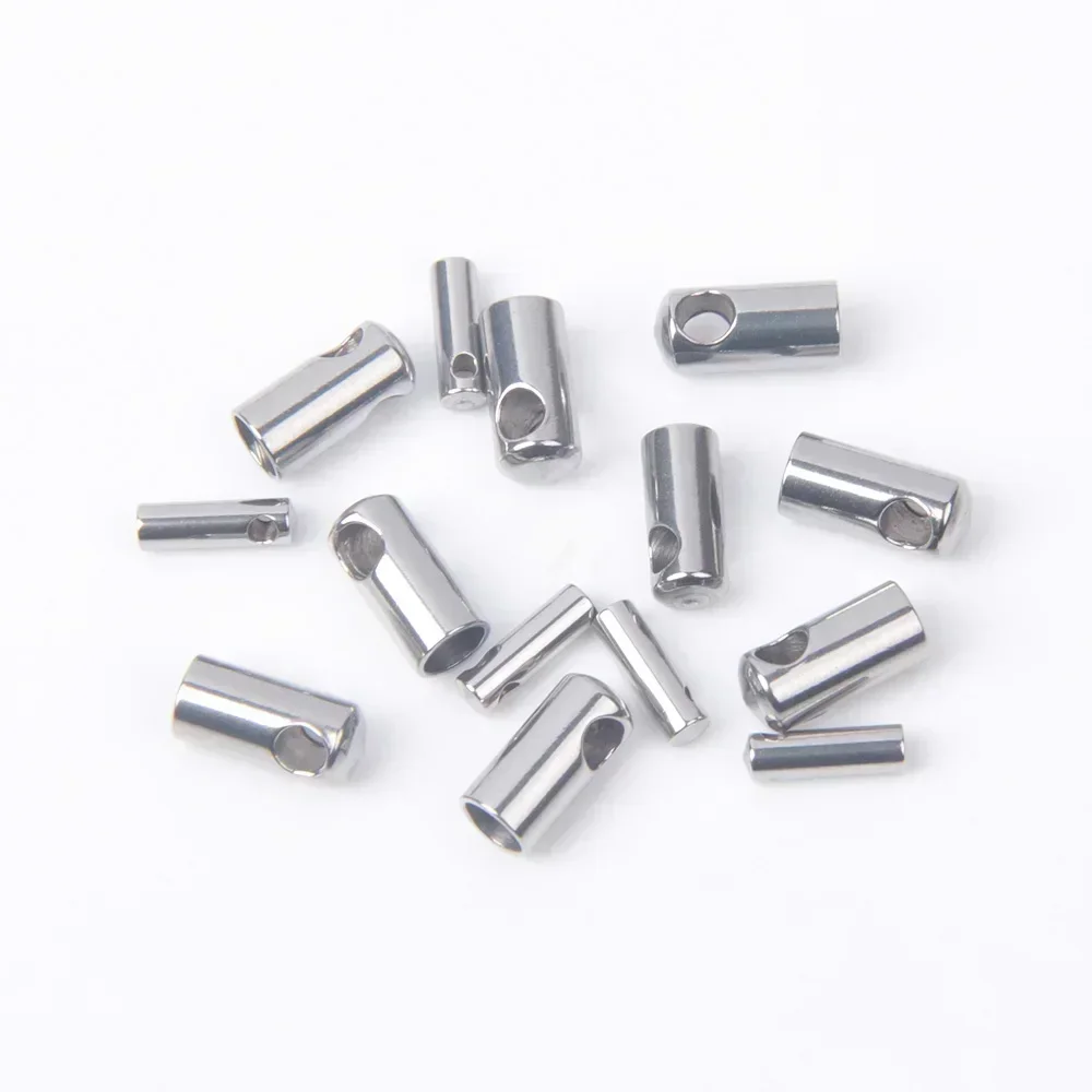 

30pcs/lot Stainless Steel leather Cord Crimp Beads End Caps Fastener Necklace Connectors For Jewelry Making Supplies Accessories