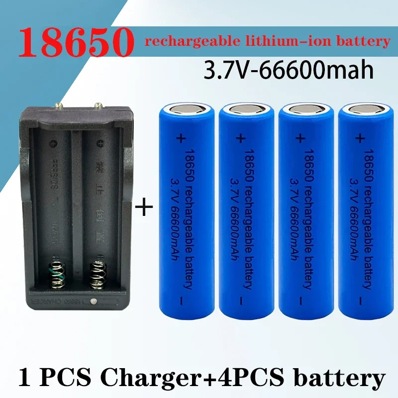 

100% Original 3.7V 18650 Lithium Battery High Capacity 66600mah Rechargeable Battery for Flashlight Batteries Toy/electrical