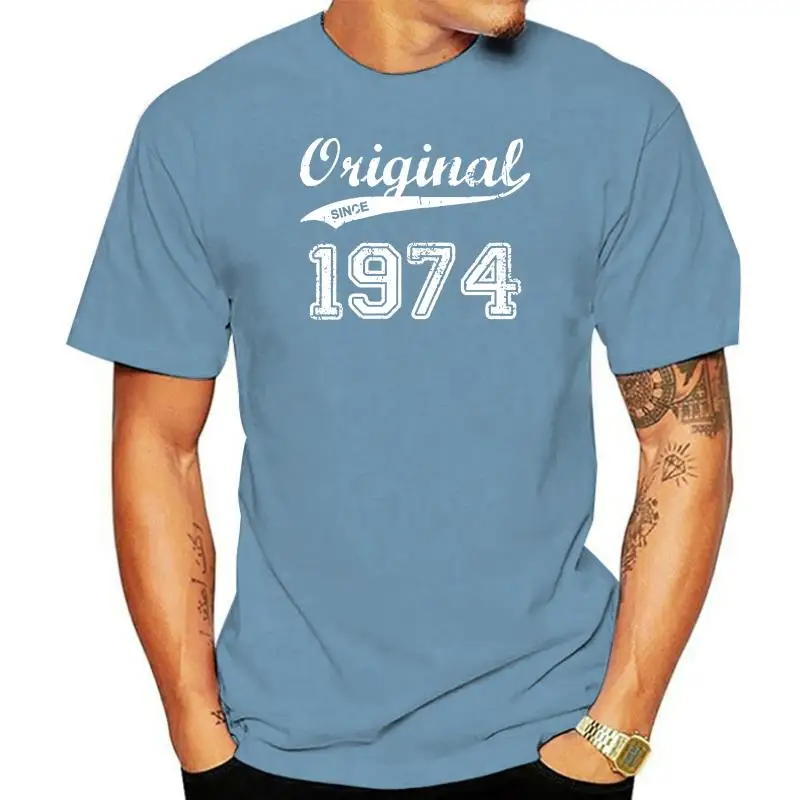 

Mens 1974 t shirt printed 100% cotton S-XXXL solid color Fit Authentic Summer Style Pattern shirt