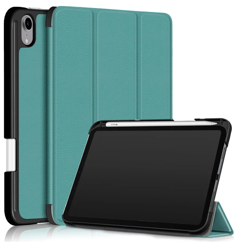 Trifold PU Leather Stand Magnetic Cover with Pen Holder
