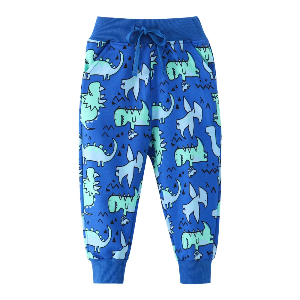 

Детские спортивные брюки, весенне-осенняя одежда, повседневные брюки для мальчиков и девочек, свободные модные штаны с рисунком динозавра на шнурке для мальчиков
