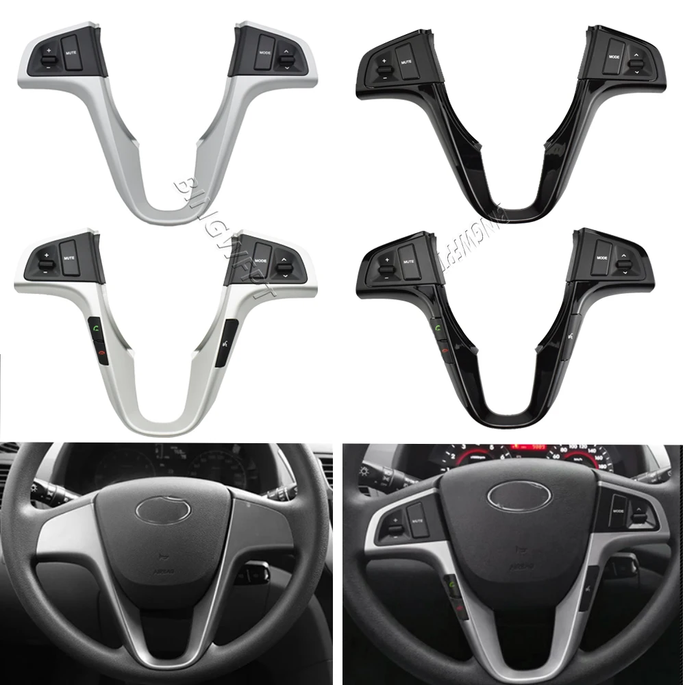 Фото Кнопки на руль для Hyundai VERNA SOLARIS, Многофункциональный Bluetooth-переключатель управления громкостью и музыкой с синей подсветкой №5