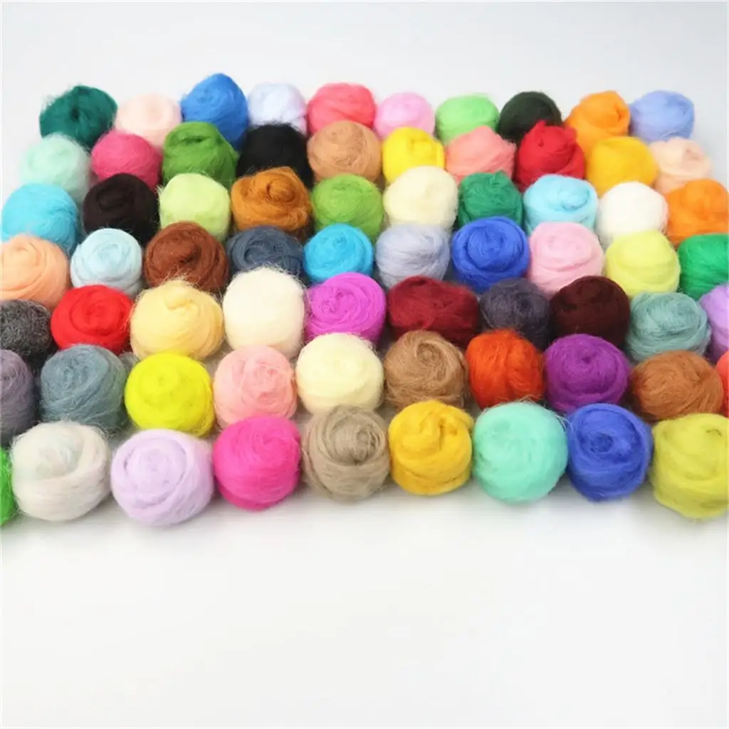 70Pcs/lot Handmade Needle Felting Wool Roving for 3D Dolls Toys Projects DIY