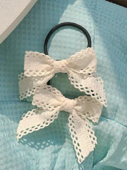 2pcs Fashion Lace Bow Elastic Hair Bands For Women Girls Party Hair Accessories 1