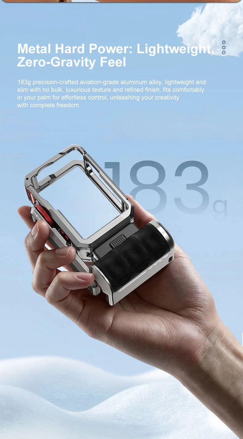 Metall-Kamerakäfig für DJI Osmo Action 6 Rahmen-Kamera Handgriff-Halterung Kaltschuh-Halterung Fotografie-Griffhalterung – Detail 4