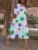 2025 Summer New Women's Print Dress Puff Short Sleeves Ruffles Loose A-line Midi Dresses Fashion Casual Beach Vacation Vestidos